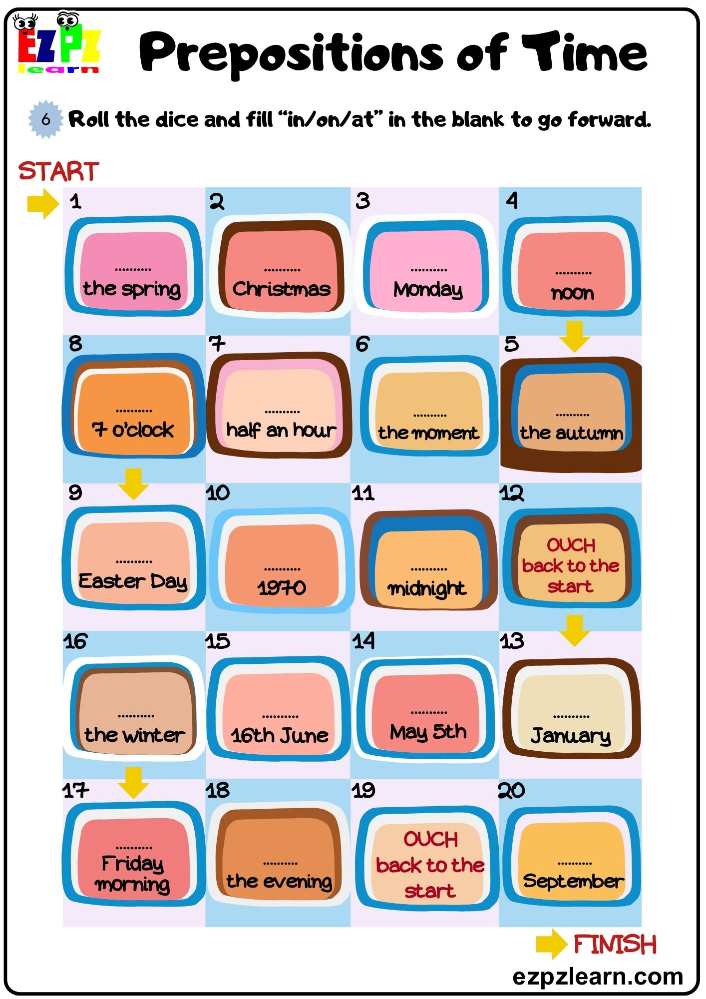 Prepositions Of Time Board Game For Kids Grammar Activity Bk1 Pdf Prepositions Of Time Board Game For Kids Grammar Activity Bk1 Pdf